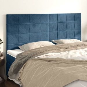 vidaXL Tăblii de pat, 4 buc, albastru închis, 90x5x78/88 cm, catifea imagine