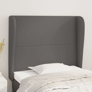 vidaXL Tăblie de pat cu aripioare gri 103x23x118/128 cm piele eco imagine