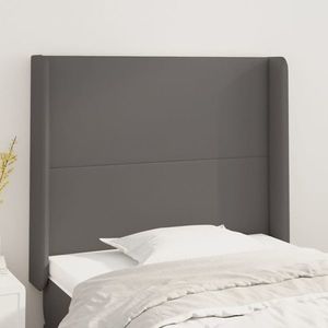 vidaXL Tăblie de pat cu aripioare gri 103x16x118/128 cm piele eco imagine