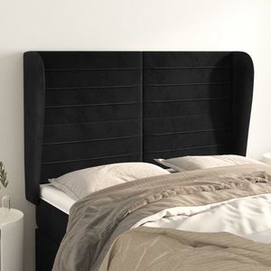 vidaXL Tăblie de pat cu aripioare, negru, 147x23x118/128 cm, catifea imagine