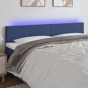 vidaXL Tăblie de pat cu LED, albastru, 200x5x78/88 cm, textil imagine