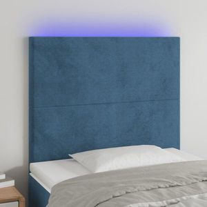 vidaXL Tăblie de pat cu LED, albastru închis, 100x5x118/128cm, catifea imagine