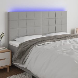 vidaXL Tăblie de pat cu LED, gri deschis, 200x5x118/128 cm, textil imagine