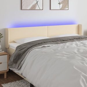 vidaXL Tăblie de pat cu LED, crem, 183x16x78/88 cm, textil imagine