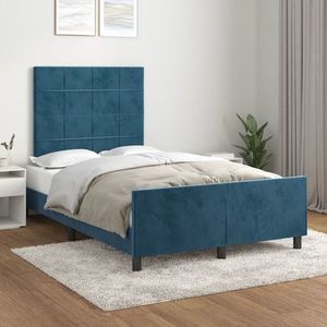 vidaXL Cadru de pat cu tăblie, albastru închis, 120x200 cm, catifea imagine