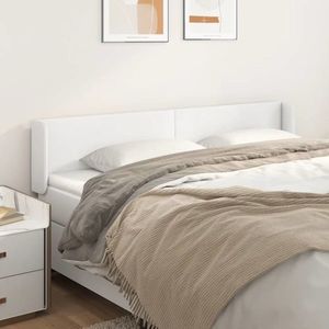 vidaXL Tăblie de pat cu aripioare alb 183x16x78/88 cm piele ecologică imagine