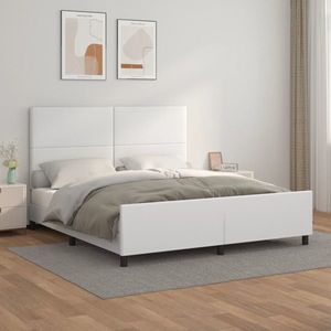 vidaXL Cadru de pat cu tăblie, alb, 180x200 cm, piele ecologică imagine