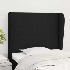 vidaXL Tăblie de pat cu aripioare, negru, 83x23x118/128 cm, textil imagine