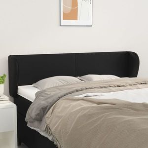 vidaXL Tăblie de pat cu aripioare negru 147x23x78/88cm piele ecologică imagine