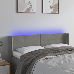 vidaXL Tăblie de pat cu LED, gri deschis, 147x16x78/88 cm, catifea imagine