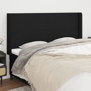 vidaXL Tăblie de pat cu aripioare, negru, 163x16x118/128 cm, textil imagine