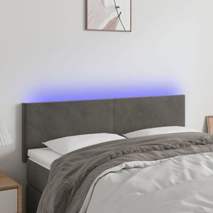 vidaXL Tăblie de pat cu LED, gri închis, 144x5x78/88 cm, catifea imagine