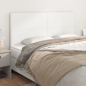 vidaXL Tăblii de pat, 4 buc, alb, 80x5x78/88 cm, piele ecologică imagine