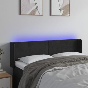 vidaXL Tăblie de pat cu LED, negru, 147x16x78/88 cm, catifea imagine