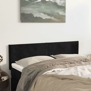 vidaXL Tăblii de pat, 2 buc., negru, 72x5x78/88 cm, catifea imagine