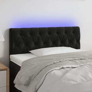 vidaXL Tăblie de pat cu LED, negru, 90x7x78/88 cm, catifea imagine