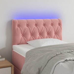 vidaXL Tăblie de pat cu LED, roz, 80x7x78/88 cm, catifea imagine