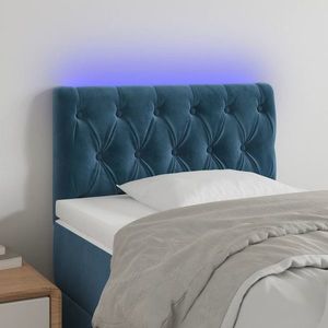 vidaXL Tăblie de pat cu LED, albastru închis, 80x7x78/88 cm, catifea imagine