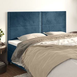 vidaXL Tăblii de pat, 4 buc, albastru închis, 90x5x78/88 cm, catifea imagine