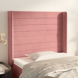 vidaXL Tăblie de pat cu aripioare, roz, 93x16x118/128 cm, catifea imagine