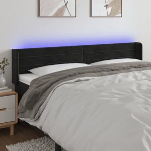 vidaXL Tăblie de pat cu LED, negru, 183x16x78/88 cm, catifea imagine