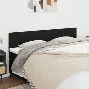 vidaXL Tăblii de pat, 2 buc, negru, 90x5x78/88 cm, textil imagine