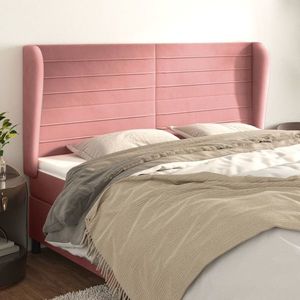vidaXL Tăblie de pat cu aripioare, roz, 183x23x118/128 cm, catifea imagine