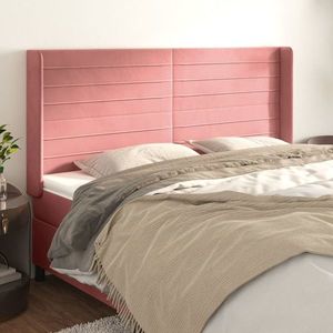 vidaXL Tăblie de pat cu aripioare, roz, 183x16x118/128 cm, catifea imagine