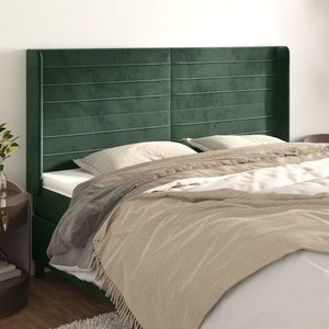 vidaXL Tăblie pat cu aripioare verde închis 203x16x118/128 cm catifea imagine