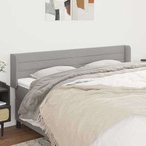 vidaXL Tăblie de pat cu aripioare gri deschis 183x16x78/88 cm textil imagine