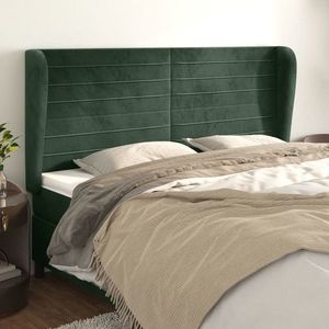 vidaXL Tăblie pat cu aripioare verde închis 203x23x118/128cm catifea imagine