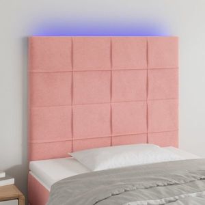 vidaXL Tăblie de pat cu LED, roz, 80x5x118/128 cm, catifea imagine