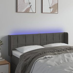 vidaXL Tăblie de pat cu LED, gri închis, 147x16x78/88 cm, catifea imagine