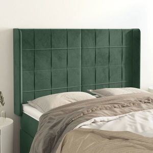 vidaXL Tăblie pat cu aripioare verde închis 147x16x118/128 cm catifea imagine