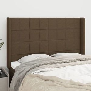 vidaXL Tăblie de pat cu aripioare maro închis 147x16x118/128 cm textil imagine