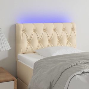 vidaXL Tăblie de pat cu LED, crem, 80x7x78/88 cm, textil imagine