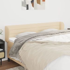 vidaXL Tăblie de pat cu aripioare crem 183x23x78/88 cm material textil imagine