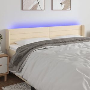 vidaXL Tăblie de pat cu LED, crem, 183x16x78/88 cm, textil imagine