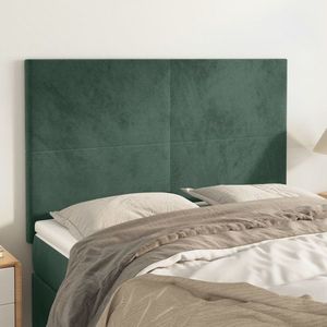 vidaXL Tăblii de pat, 4 buc, verde închis, 72x5x78/88 cm, catifea imagine