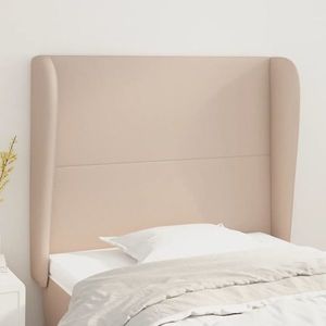 vidaXL Tăblie pat cu aripioare cappuccino 103x23x118/128 cm piele eco imagine