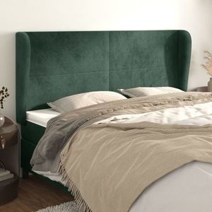 vidaXL Tăblie pat cu aripioare verde închis 163x23x118/128 cm catifea imagine