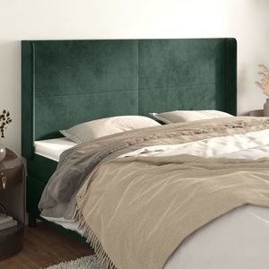 vidaXL Tăblie pat cu aripioare verde închis 163x16x118/128 cm catifea imagine