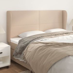 vidaXL Tăblie pat cu aripioare cappuccino 203x23x118/128 cm piele eco imagine