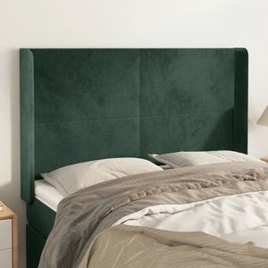 vidaXL Tăblie pat cu aripioare verde închis 147x16x118/128 cm catifea imagine