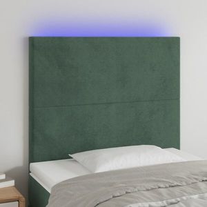 vidaXL Tăblie de pat cu LED, verde închis, 80x5x118/128 cm, catifea imagine