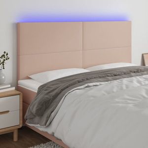 vidaXL Tăblie de pat cu LED, cappuccino, 200x5x118/128 cm, piele eco imagine
