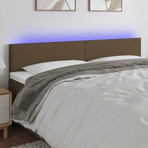vidaXL Tăblie de pat cu LED, maro închis, 200x5x78/88 cm, textil imagine