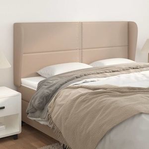 vidaXL Tăblie pat cu aripioare cappuccino 183x23x118/128 cm piele eco imagine