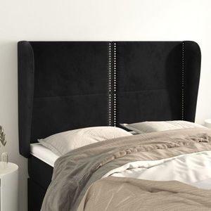 vidaXL Tăblie de pat cu aripioare, negru, 147x23x118/128 cm, catifea imagine