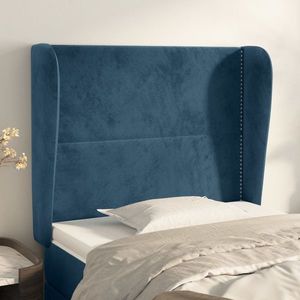 vidaXL Tăblie pat cu aripioare albastru închis 83x23x118/128cm catifea imagine